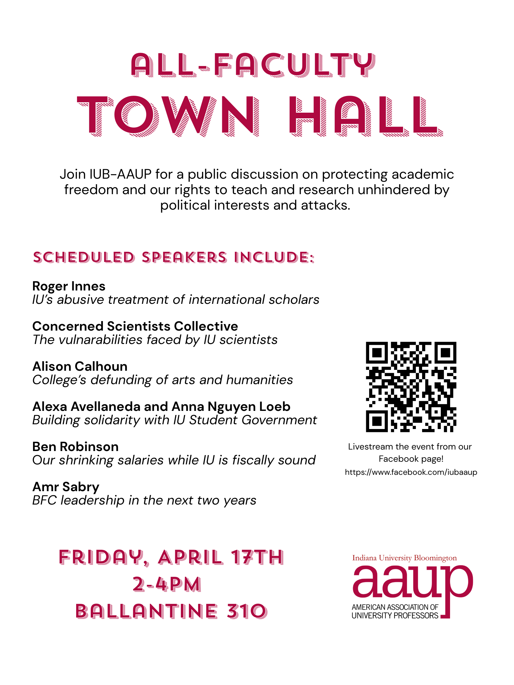 April 17, 2026: IUB AAUP All-Faculty Spring Town Hall